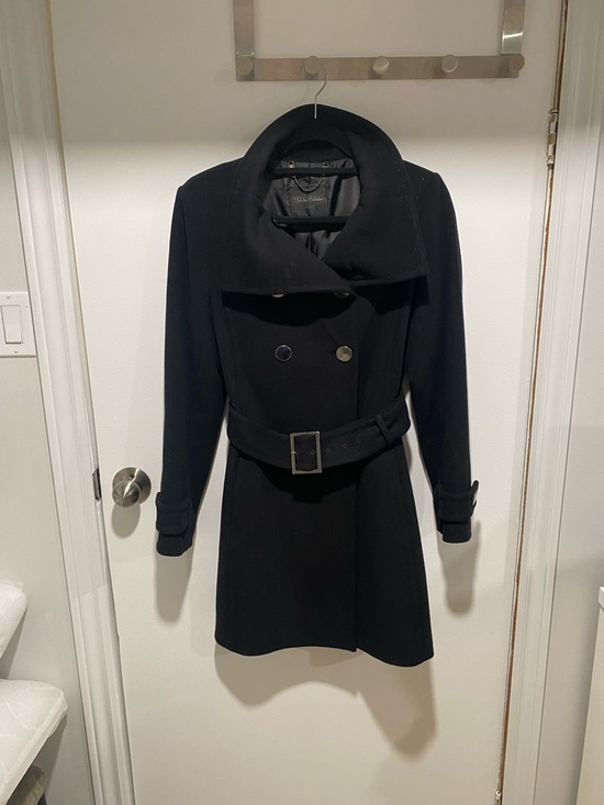 Aritzia Jackets & Blazers - Aritzia Black Double-Breasted Belted Wool Trench Coat